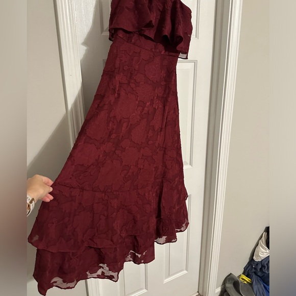 Lulus Love You So Dearly Burgundy Burnout Floral Strapless Midi Dress - Picture 6 of 7